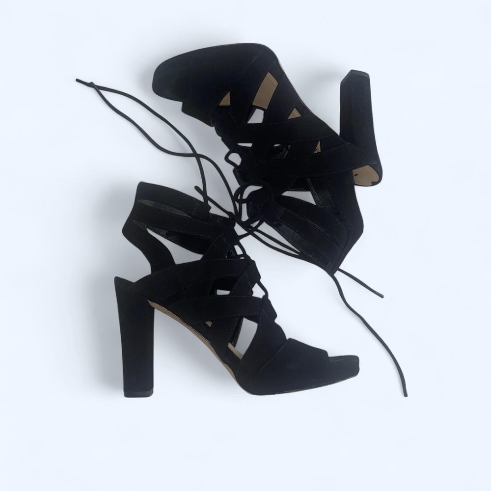 Via Spiga‎ Black Suede Lace Up Platform
Heels Sandals Size 6.5